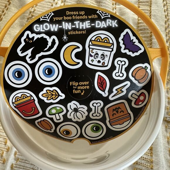 2025 McDonald’s Halloween Boo Buckets White With Glow In The Dark Stickers - Picture 5 of 6